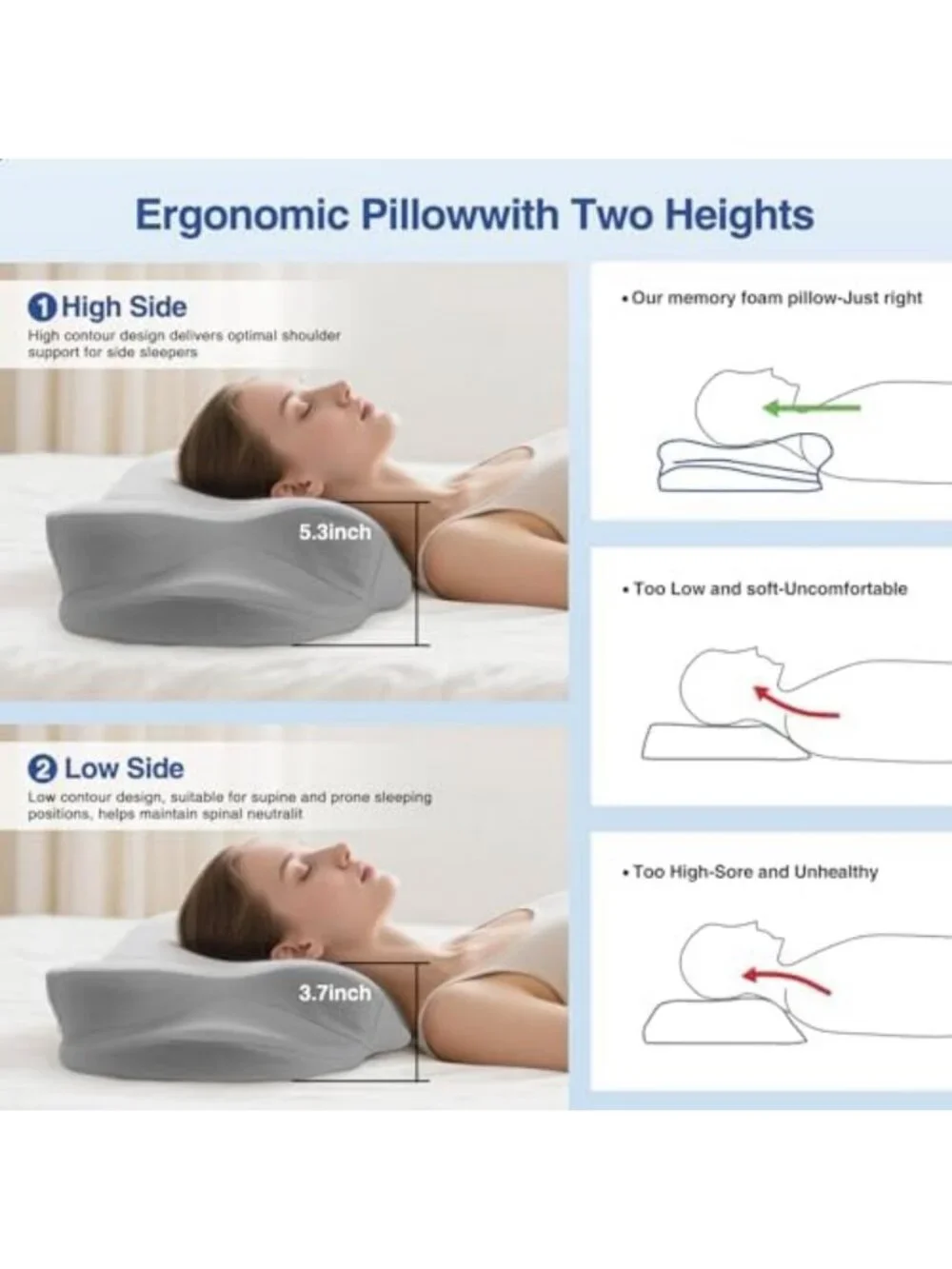 Orthopedic Memory Foam Cervical Neck Pillow for Comfortable Sleep & Support